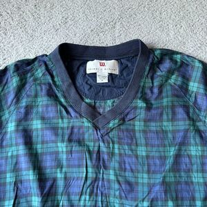 NEW Wilson Jacket Mens Medium‎ Green Blue Tartan Plaid Windbreaker Golf Pullover